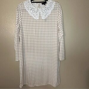 Houndstooth Shift dress sz xl lace trim , no slip cottagecore